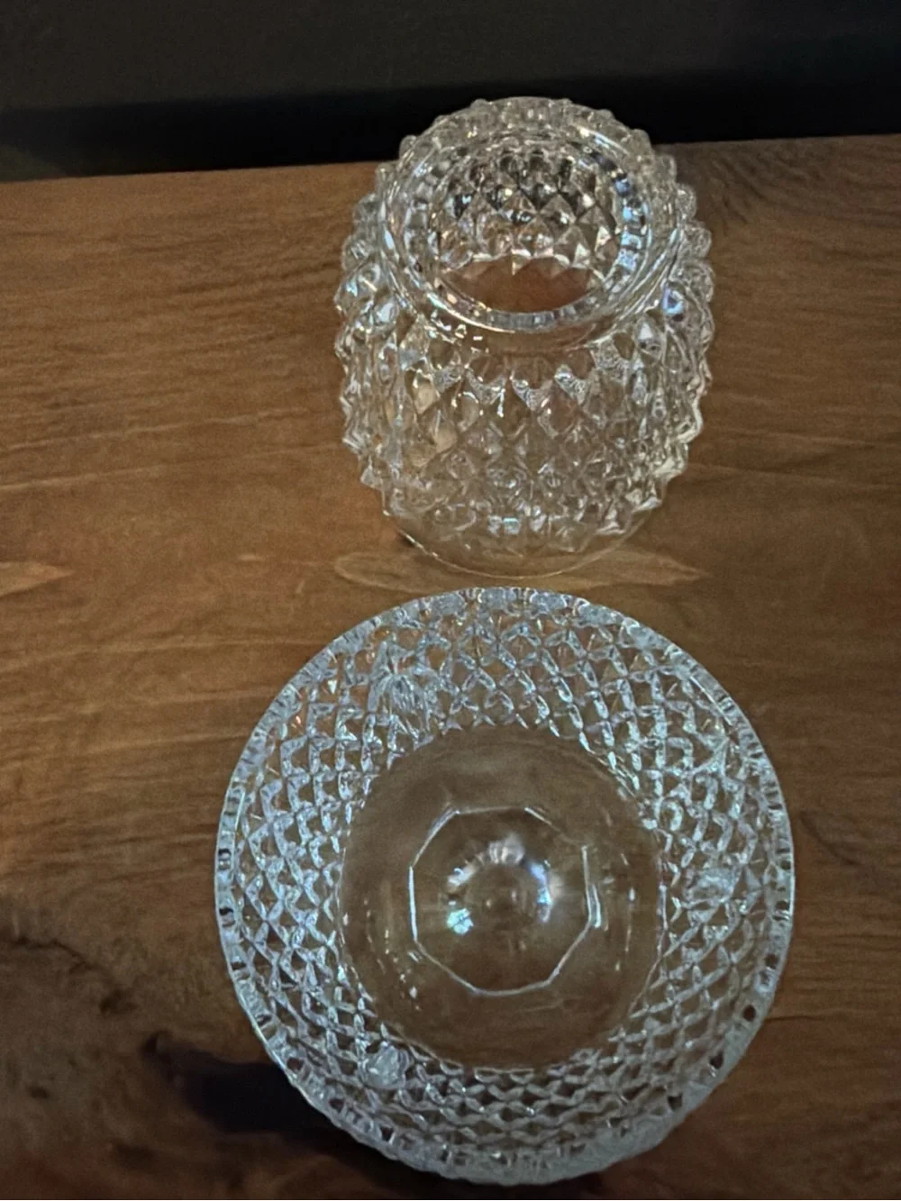 Indiana Glass Clear Diamond Point Fairy Lamp Light Hollywood MCM more available